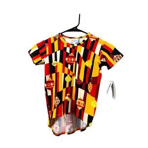 LuLaRoe Gracie Girls Red, Black & Yellow Top